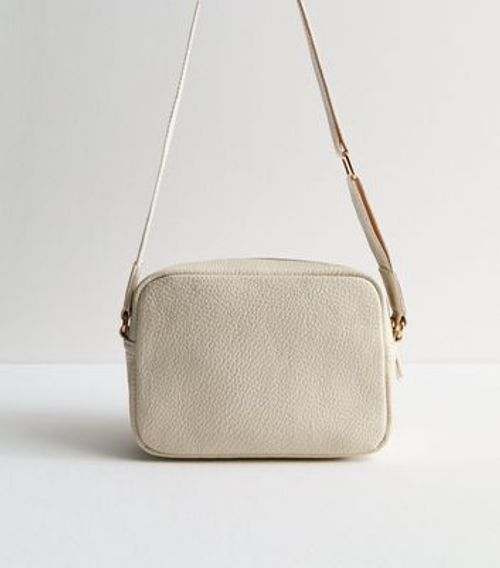 Cream Leather-Look Flap Cross...