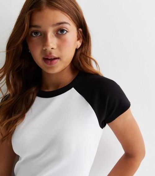 Girls Black Ribbed T-Shirt...