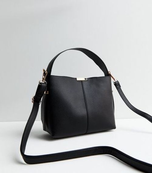 Black Leather-Look Bucket Bag...