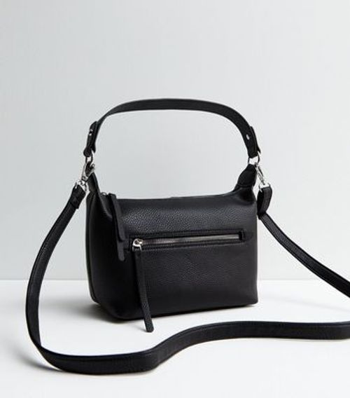 Black Leather-Look Zip Front...