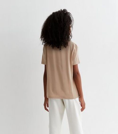 Girls Camel Cotton Crew Neck...