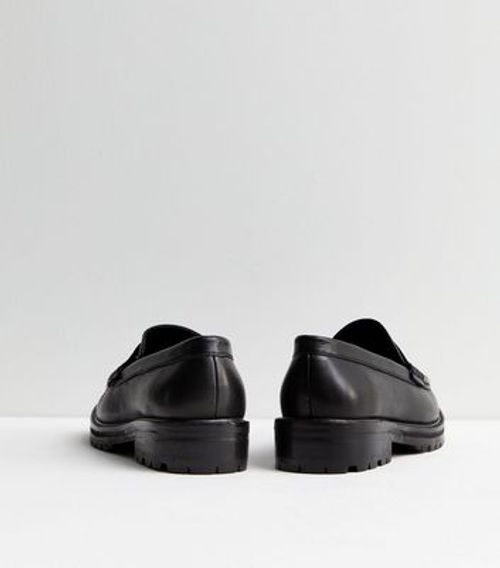 Black Leather Chunky Loafers...