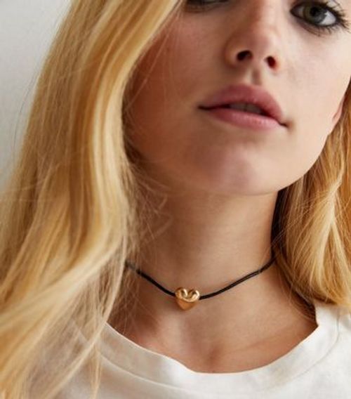 Gold Heart Choker Necklace...