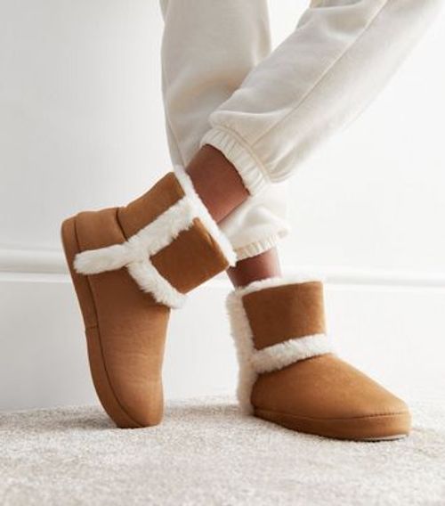 Tan Suedette Faux Fur Trim...