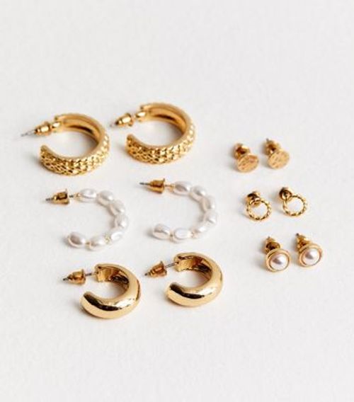 6 Pack Gold Hoop Earrings New...