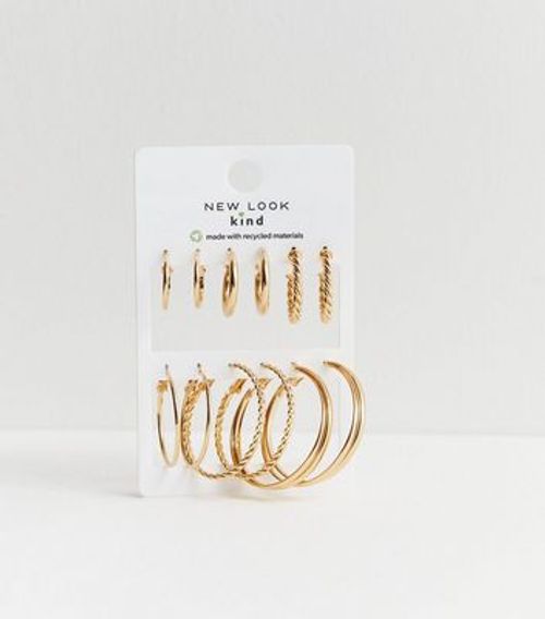 6 Pack Gold Mixed Size Hoop...