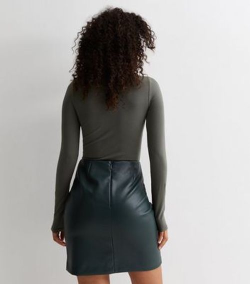 Tall Dark Green Leather-Look...