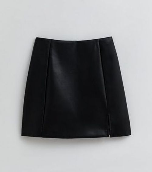 Petite Black Leather-Look...