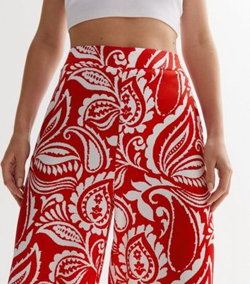 Red Paisley Wide Leg Trousers...