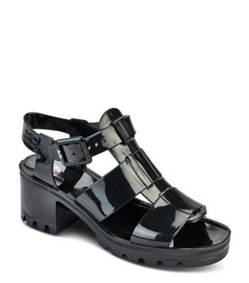 JUJU Black Chunky Jelly Block Heel Sandals New Look