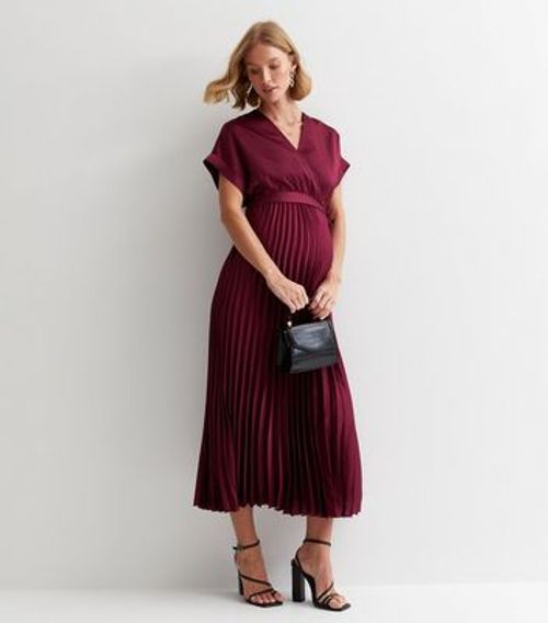 Maternity Burgundy Satin...