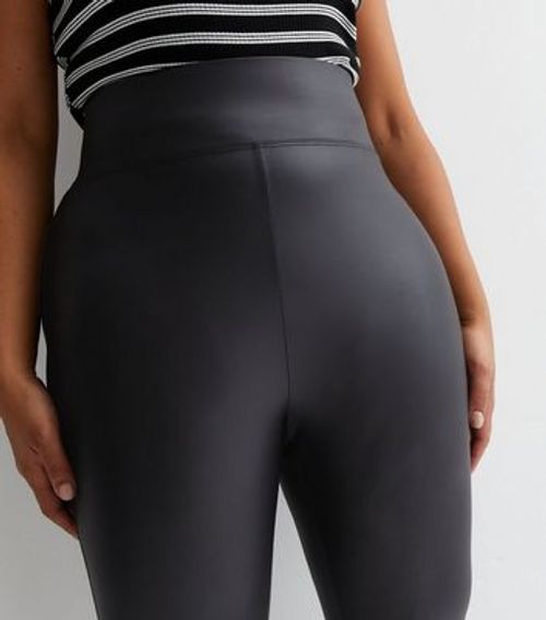 Black Leather-Look High Waist Leggings