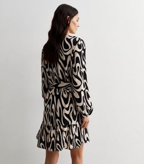 JDY Black Swirl Print Belted...