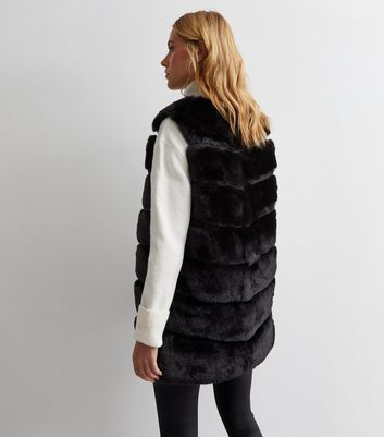 Grey fur gilet store new look