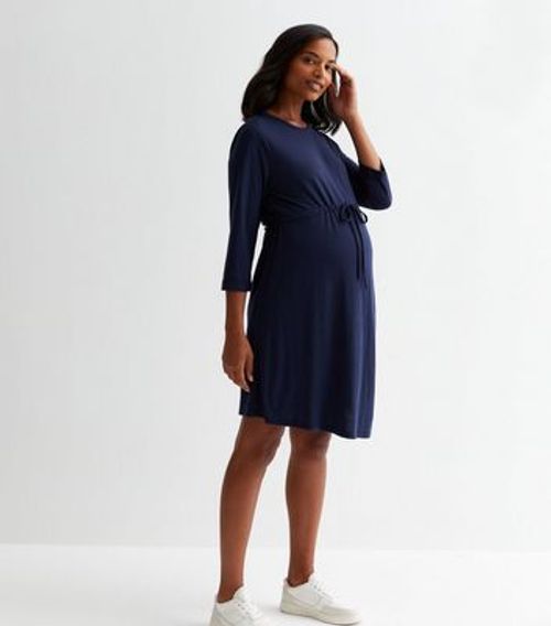 Maternity Navy Tie Waist Mini...