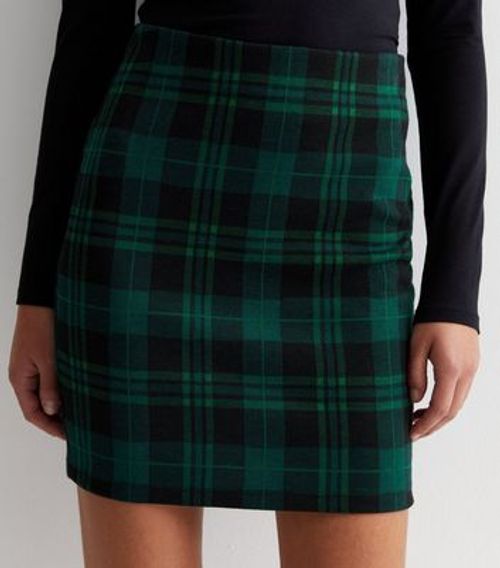 Green Check Mini Tube Skirt...