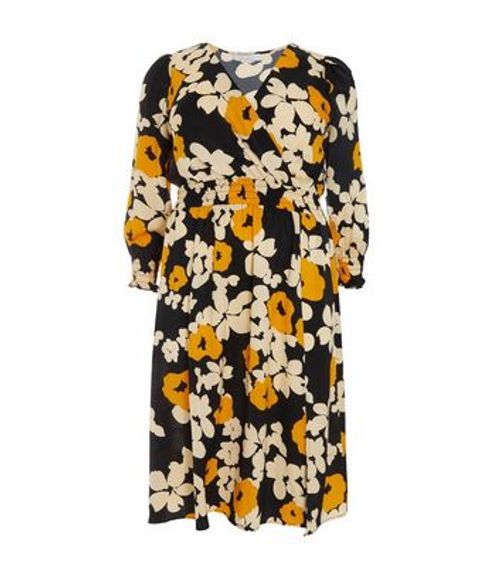 QUIZ Curves Black Floral Wrap...