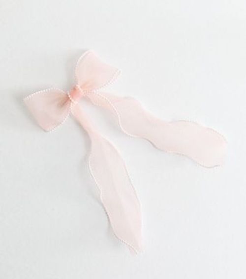 Pale Pink Organza Faux Pearl...