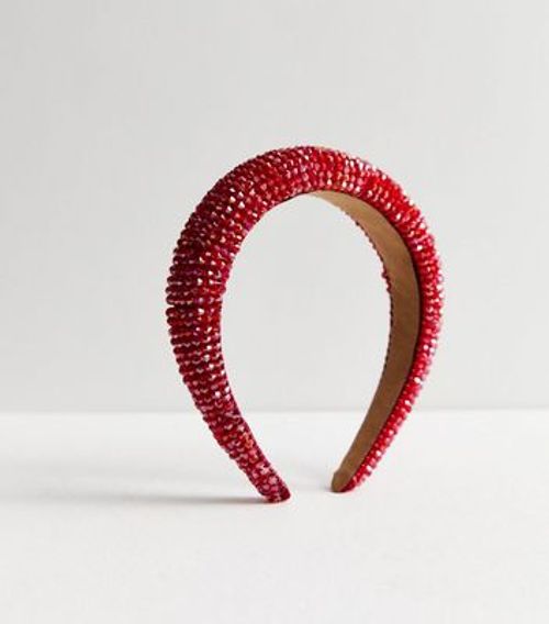 Red Beaded Padded Headband...