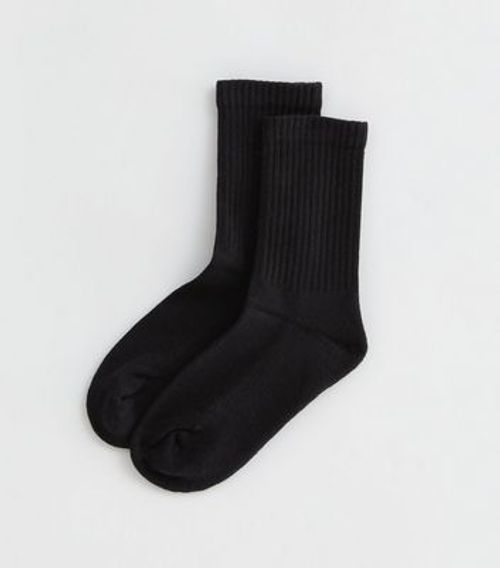 Black Ribbed Tube Socks New...