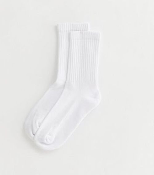 White Ribbed Tube Socks New...