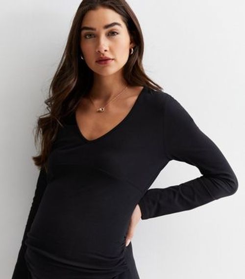 Maternity Black Jersey V Neck...