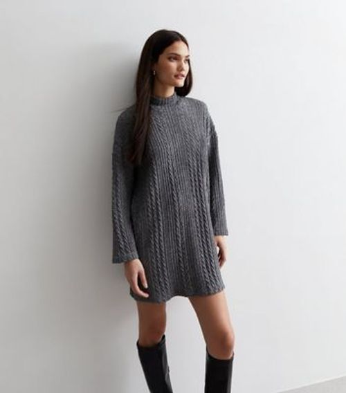 Dark Grey Cable Knit High...
