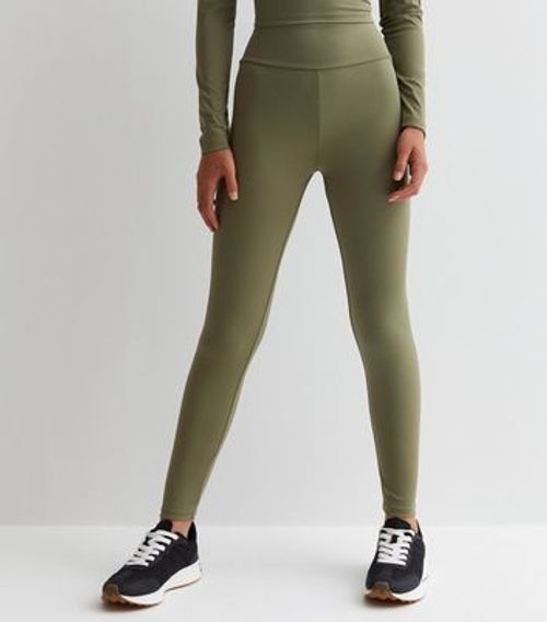 Girls Khaki High Waist Sports...