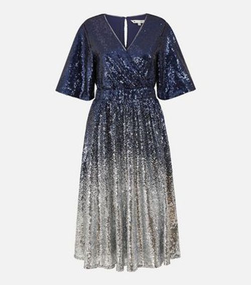 Yumi Navy Sequin Wrap Midi...