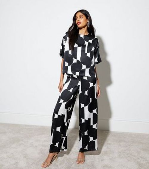 Black Monochrome Circle Print...