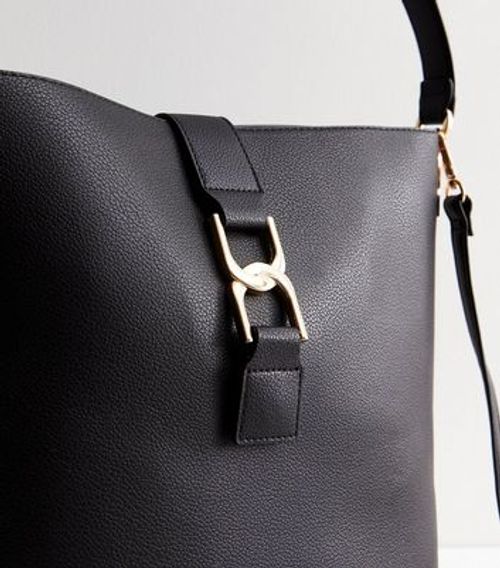 Black Leather-Look Link Hobo...