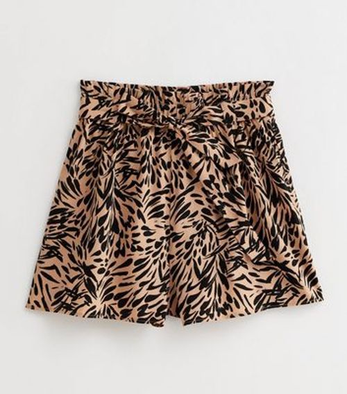 Brown Animal Print Belted...