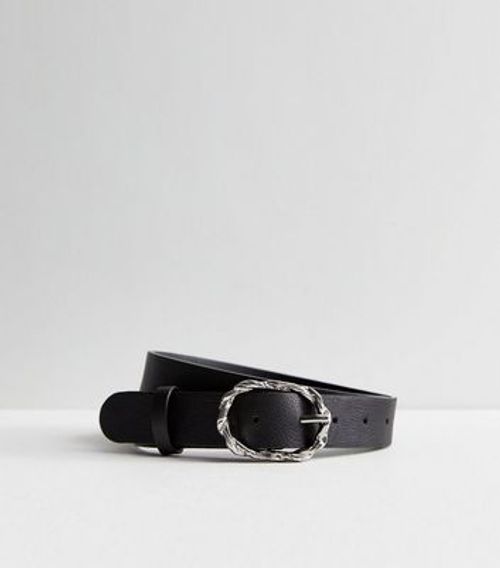 Black Leather-Look Double Circle Belt