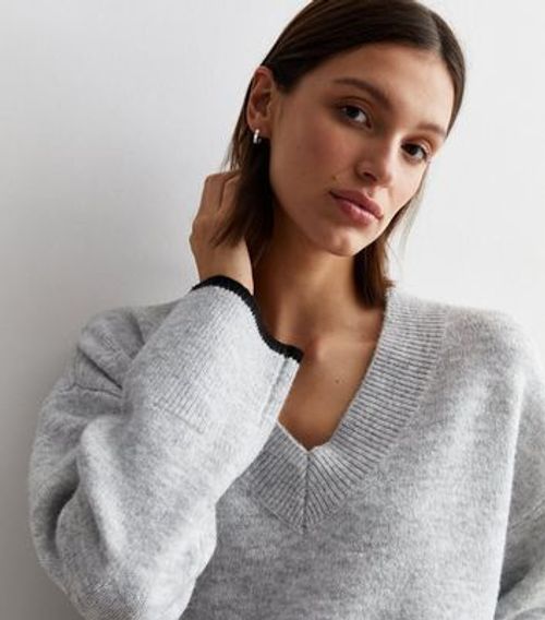 Pale Grey V Neck Jumper New...