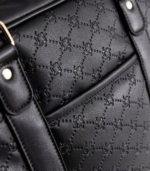 Black Embossed Leather-Look...