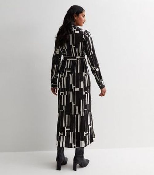 Black Abstract Print Midi...