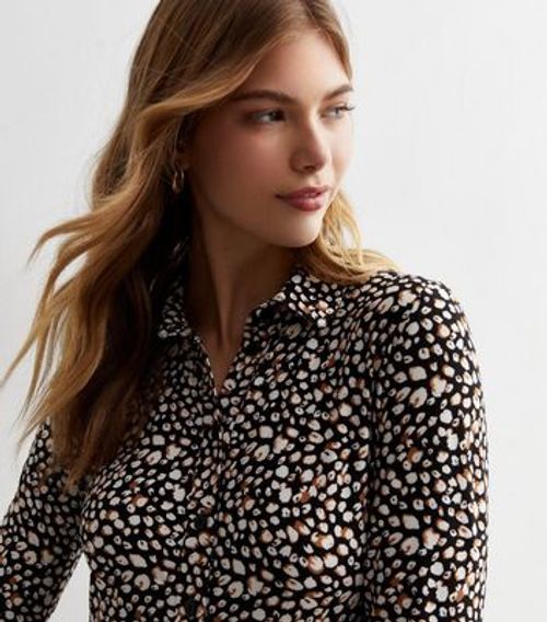 Black Ditsy Print Mini Shirt...