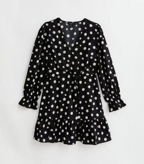 Petite Black Spot Belted Mini...