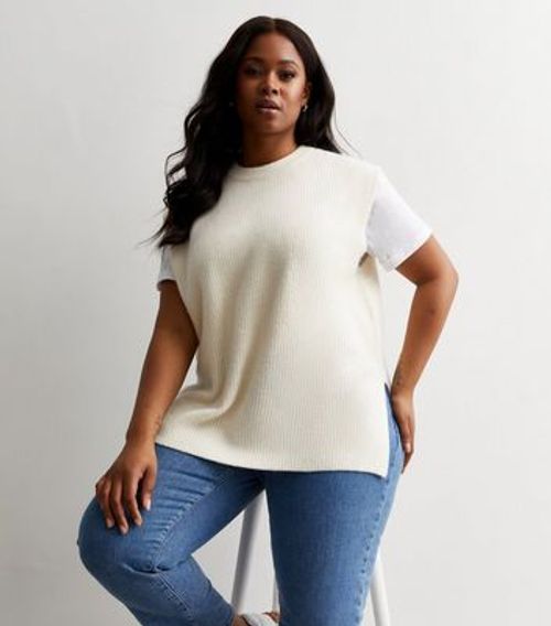 Curves Off White Knit Split...