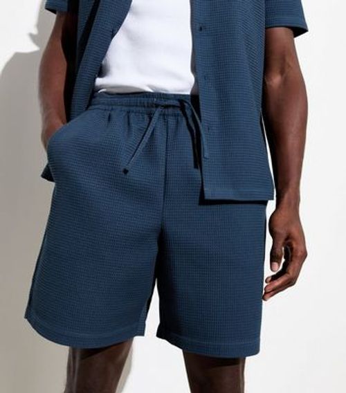 Men's Navy Relaxed Fit Waffle...