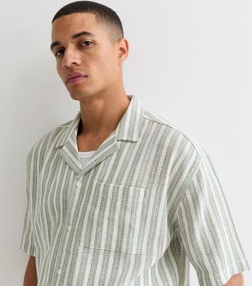 Men's Green Stripe Textured...