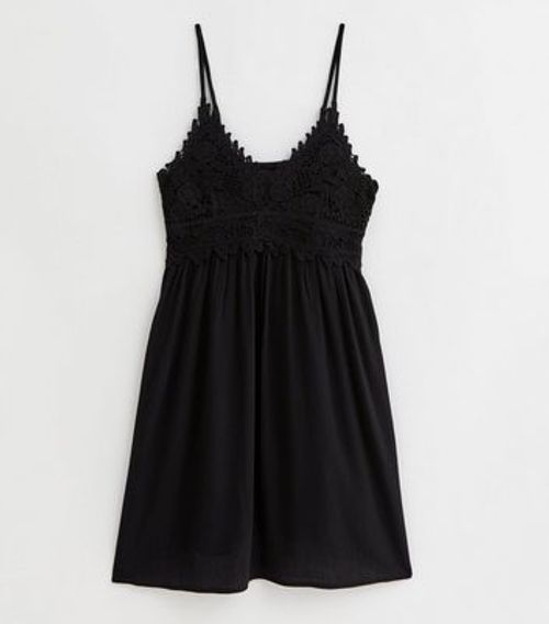 Black Crochet Strappy Mini...