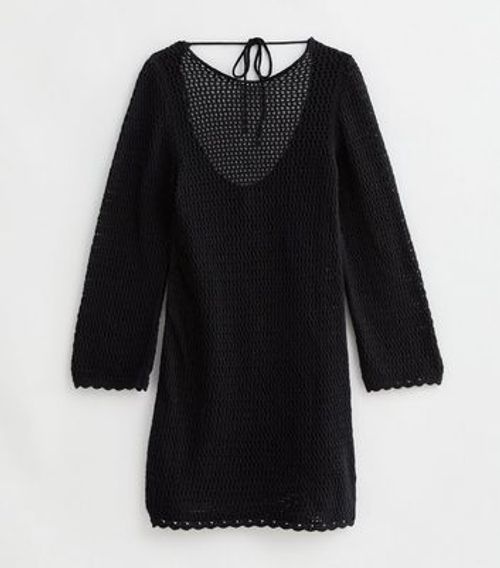 Black Crochet Long Sleeve...