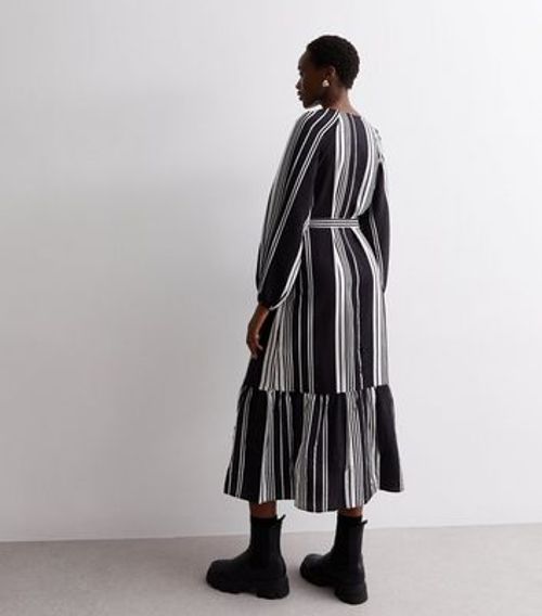 Tall Black Stripe Belted Maxi...