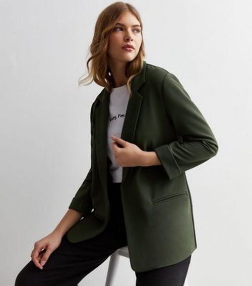 Khaki Ribbed Blazer New Look