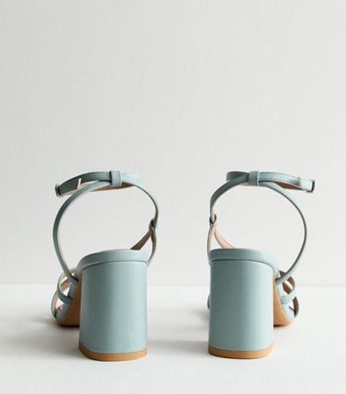 Pale Blue Strappy Block Heel...