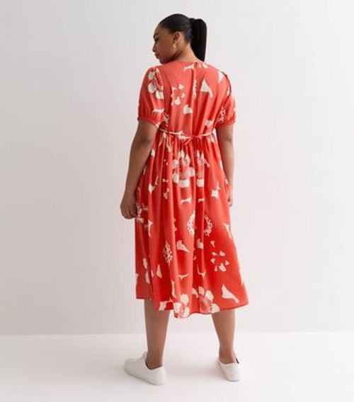 Curves Red Floral Print Midi...