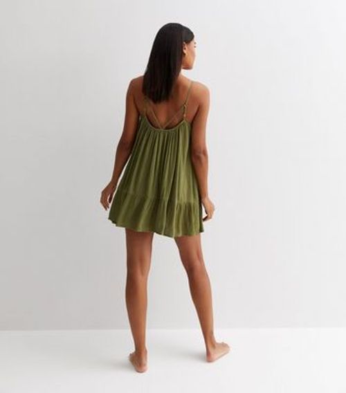 Khaki Textured Strappy Tiered...