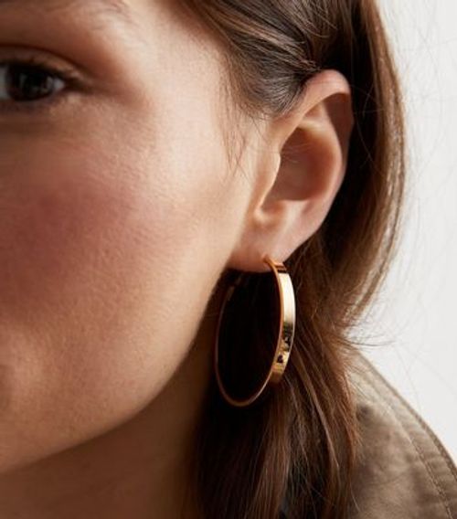 Gold Flat Hoop Earrings New...