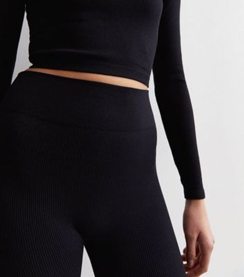 Black Ribbed Seamless...